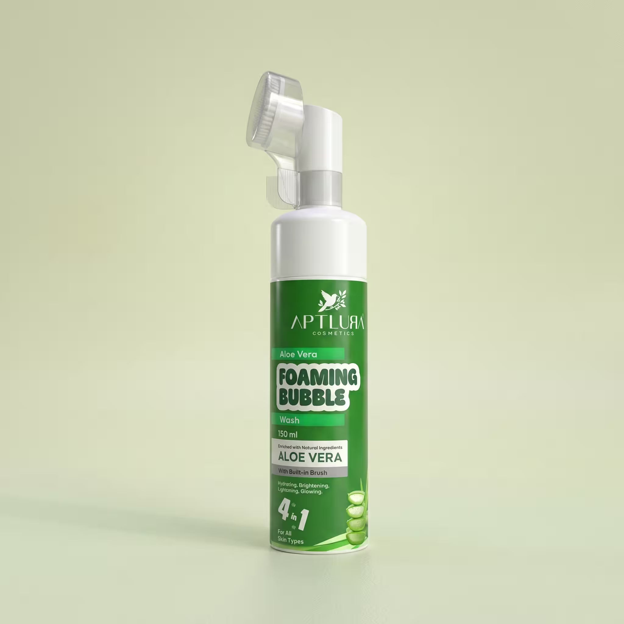 Aptlura Aloe Vera Foaming Bubble product on a light green background