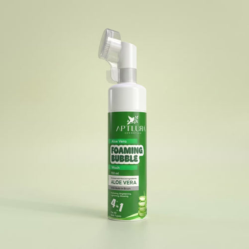 Aptlura Aloe Vera Foaming Bubble product on a light green background