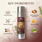 Aptulria Argan Oil Hair Serum with key ingredients displayed on a beige background
