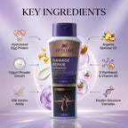 Aptlura Damage Repair Shampoo bottle with key ingredients displayed on a purple background