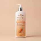Aptlura Vitamin C moisturizing body lotion bottle on a beige background
