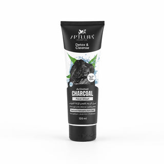 Tube of Aptlura Activated Charcoal Face Wash on a white background