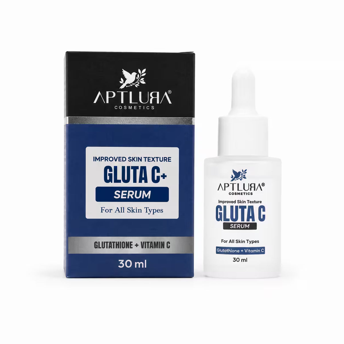 Aptlura Gluta C+ Serum with its blue black box