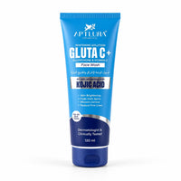 Blue tube of Aptlura Gluta C+ Face Wash on a white background