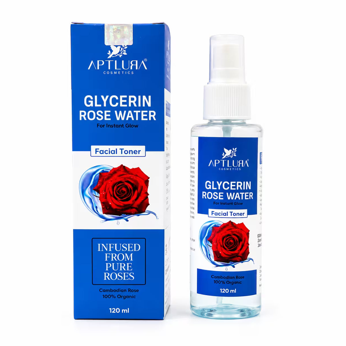 A box and Bottle of Aptlura Cosmetics Glycerin rose water 