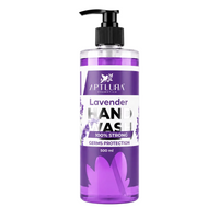 Purple hand wash bottle with pump on a white background