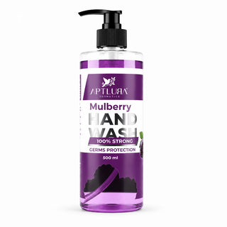 Purple hand wash bottle with pump dispenser on a white background