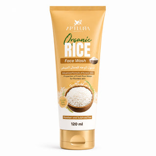 Tube of Aptlura Organic Rice Face Wash on a white background