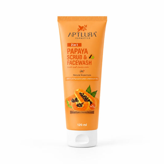 Tube of Aptulora Papaya Scrub & Facewash on a white background