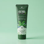 Tube of Aptlura Tea Tree Face Wash on a light green background