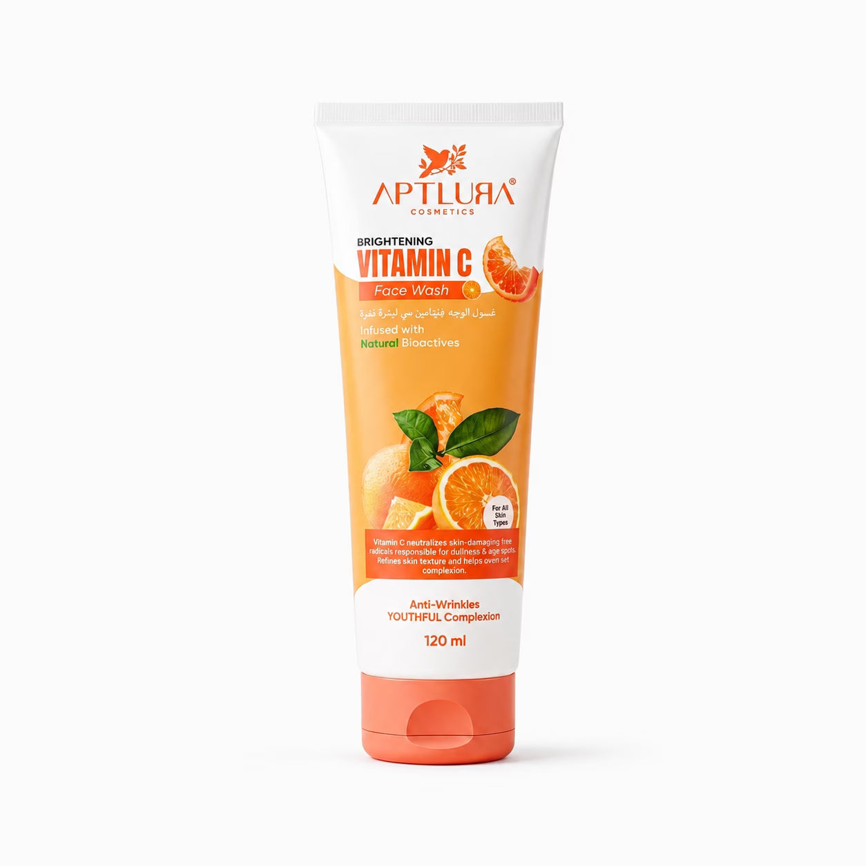Tube of Aptlura Vitamin C Face Wash on a white background