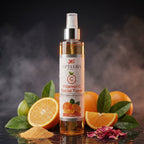 Aptura Vitamin C Facial Toner bottle with oranges and leaves on a dark background