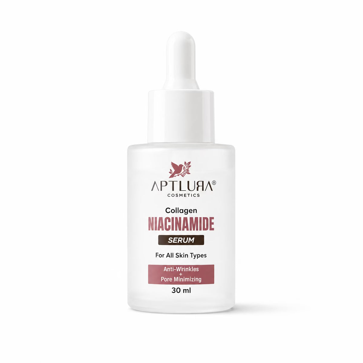 Aptlura Cosmetics Collagen Niacinamide Serum bottle on a white background