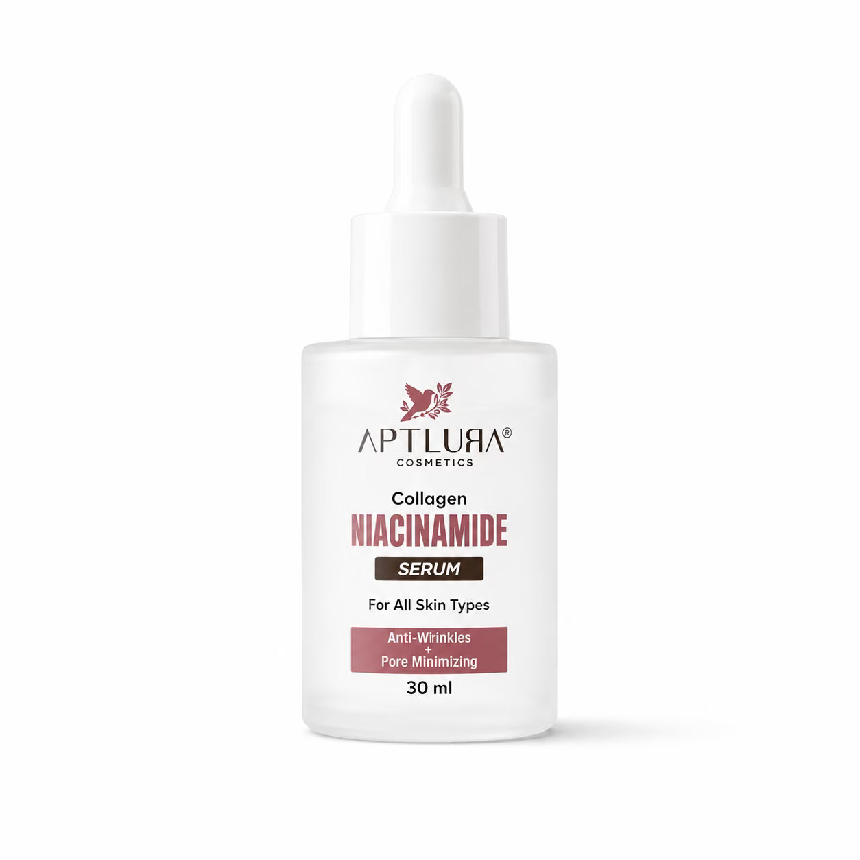 Aptlura Cosmetics Collagen Niacinamide Serum bottle on a white background