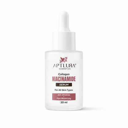 Aptlura Cosmetics Collagen Niacinamide Serum bottle on a white background