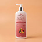 Aptlura Mix Fruits moisturizing body lotion bottle on a peach background