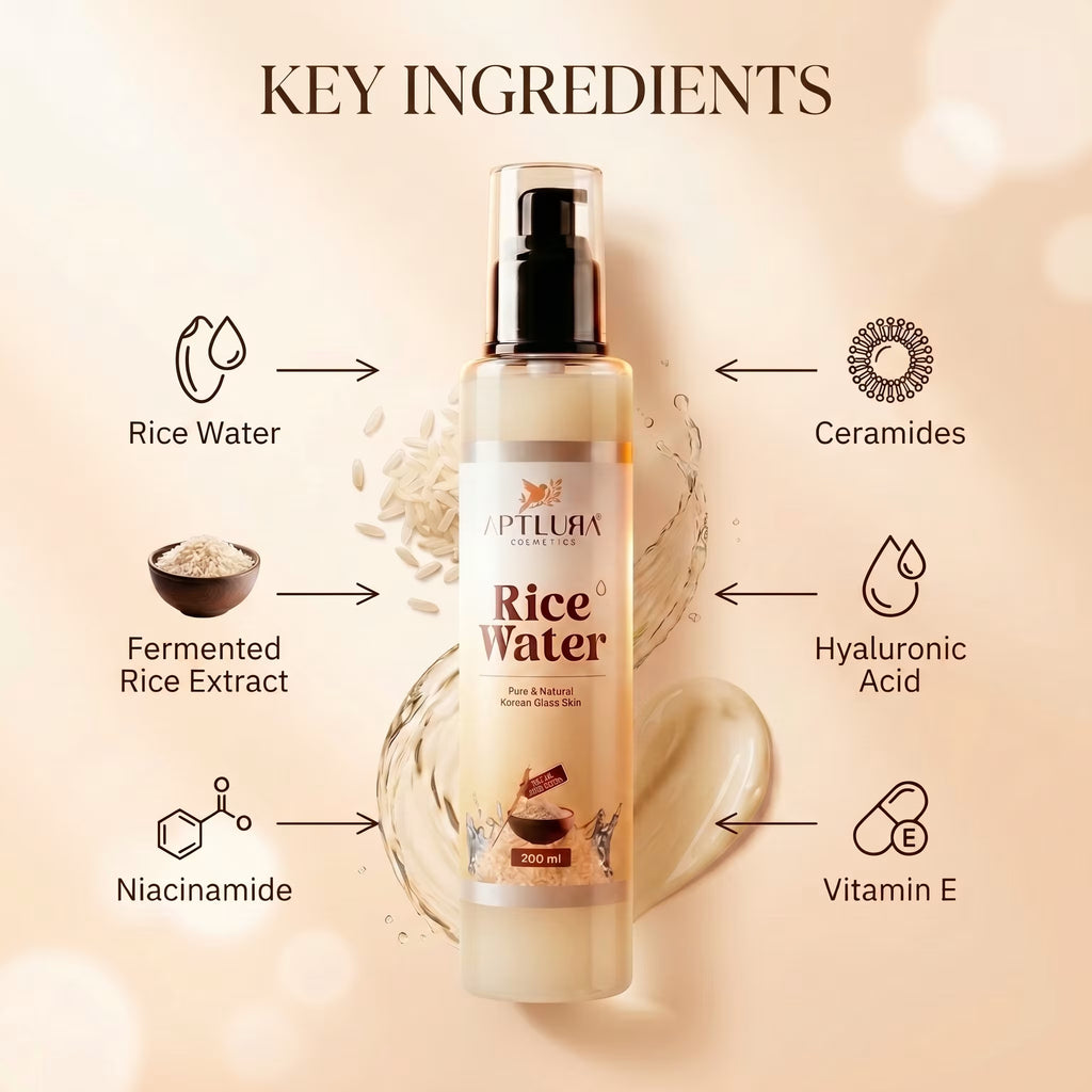 Product bottle with key ingredients labeled on a beige background
