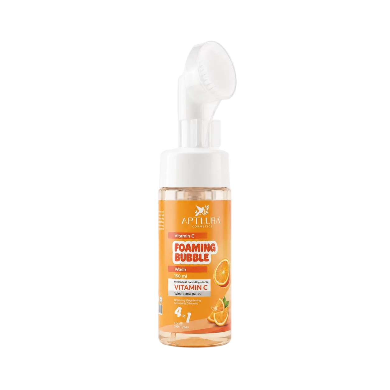 Aptlura Foaming Bubble Wash bottle with orange label on a white background