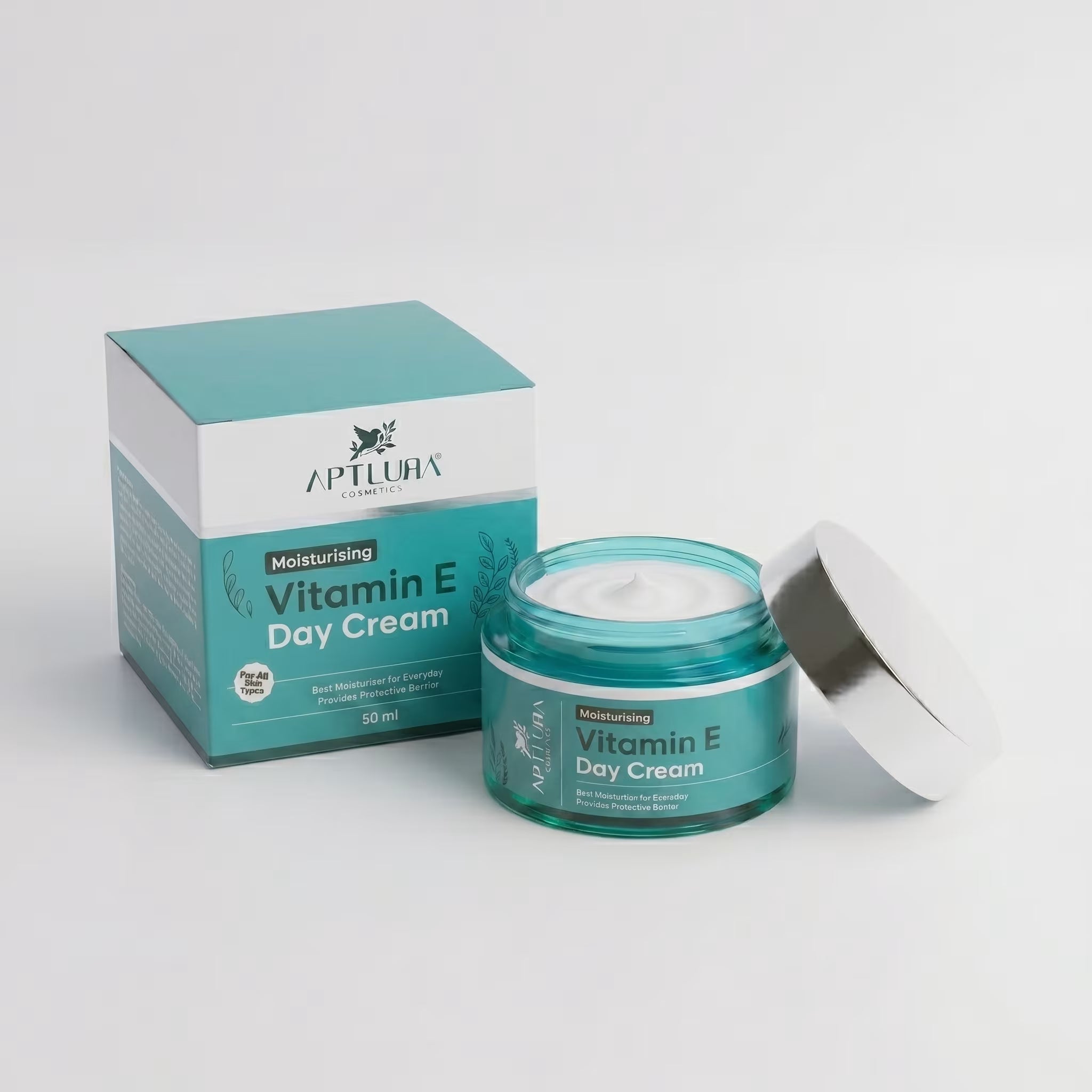 Aptlura Vitamin E Day Cream jar and box on a white background